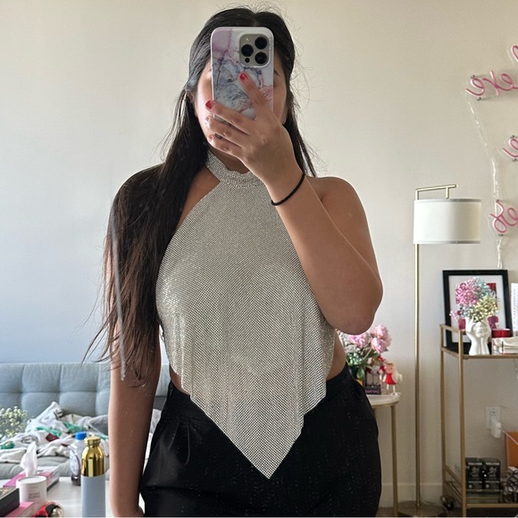 *24 HOUR SALE* Party Girl Chainmail Halter Open Back Top - Picture 6 of 6